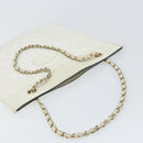 CHANEL Matelasse Chain Shoulder Bag Leather White Gold CC Auth mr1801-6