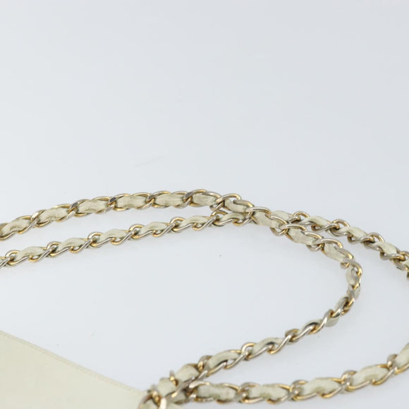 CHANEL Matelasse Chain Shoulder Bag Leather White Gold CC Auth mr1801