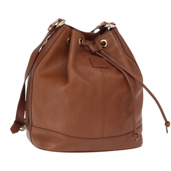 Burberrys Purse Shoulder Bag Leather Brown Gold Auth mr1802