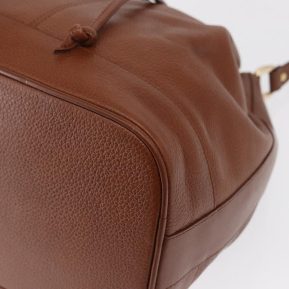 Burberrys Purse Shoulder Bag Leather Brown Gold Auth mr1802