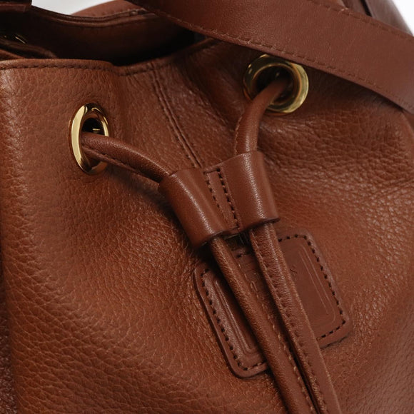 Burberrys Purse Shoulder Bag Leather Brown Gold Auth mr1802