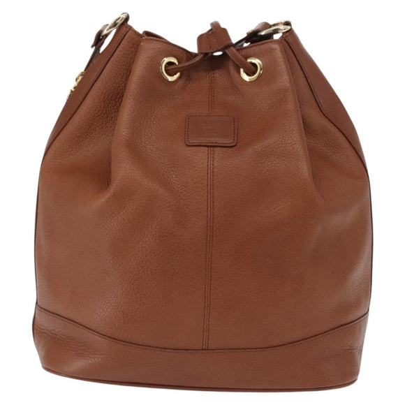 Burberrys Purse Shoulder Bag Leather Brown Gold Auth mr1802