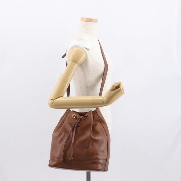 Burberrys Purse Shoulder Bag Leather Brown Gold Auth mr1802