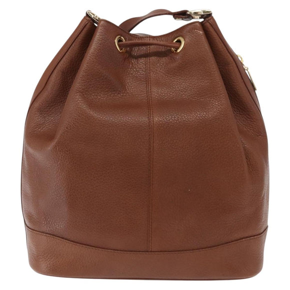 Burberrys Purse Shoulder Bag Leather Brown Gold Auth mr1802