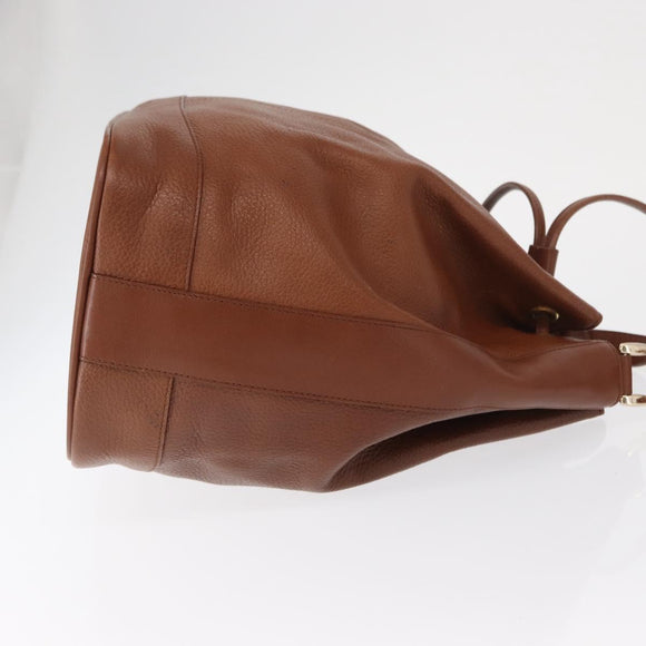 Burberrys Purse Shoulder Bag Leather Brown Gold Auth mr1802