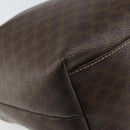CELINE Macadam Canvas Accessory Pouch PVC Brown Gold Auth mr1813-11