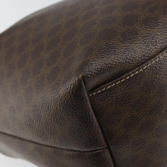 CELINE Macadam Canvas Accessory Pouch PVC Brown Gold Auth mr1813