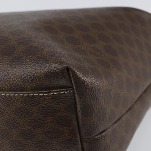 CELINE Macadam Canvas Accessory Pouch PVC Brown Gold Auth mr1813