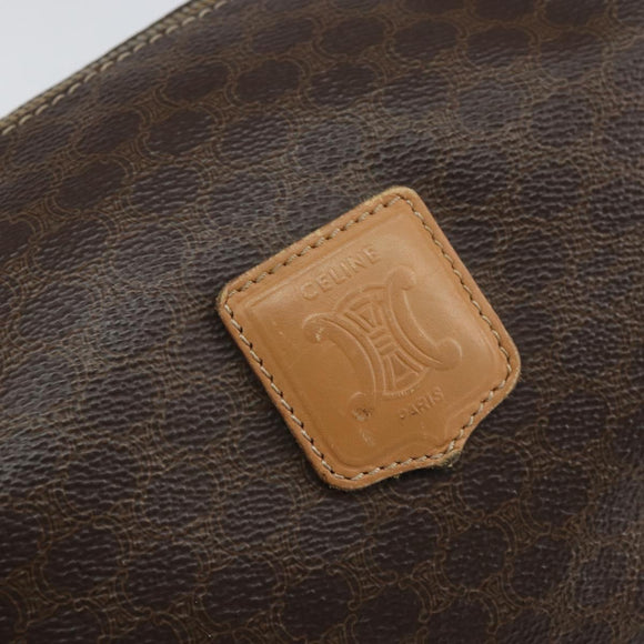 CELINE Macadam Canvas Accessory Pouch PVC Brown Gold Auth mr1813
