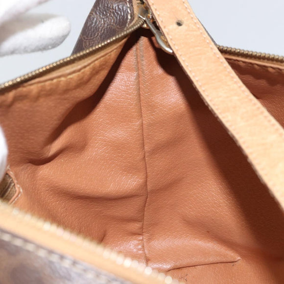 CELINE Macadam Canvas Accessory Pouch PVC Brown Gold Auth mr1813
