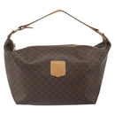 CELINE Macadam Canvas Accessory Pouch PVC Brown Gold Auth mr1813-2
