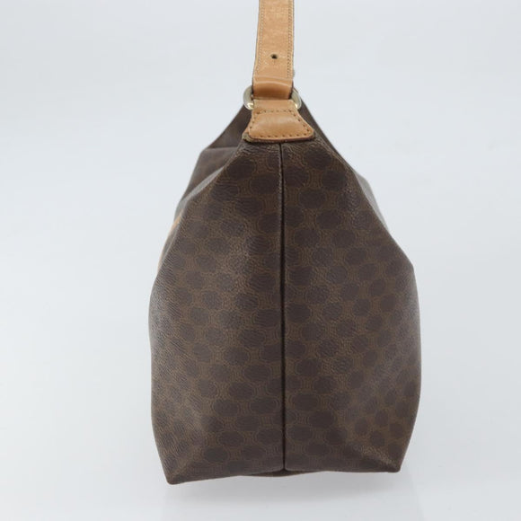 CELINE Macadam Canvas Accessory Pouch PVC Brown Gold Auth mr1813