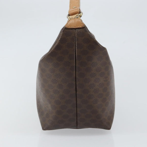 CELINE Macadam Canvas Accessory Pouch PVC Brown Gold Auth mr1813