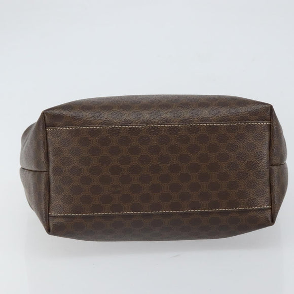 CELINE Macadam Canvas Accessory Pouch PVC Brown Gold Auth mr1813