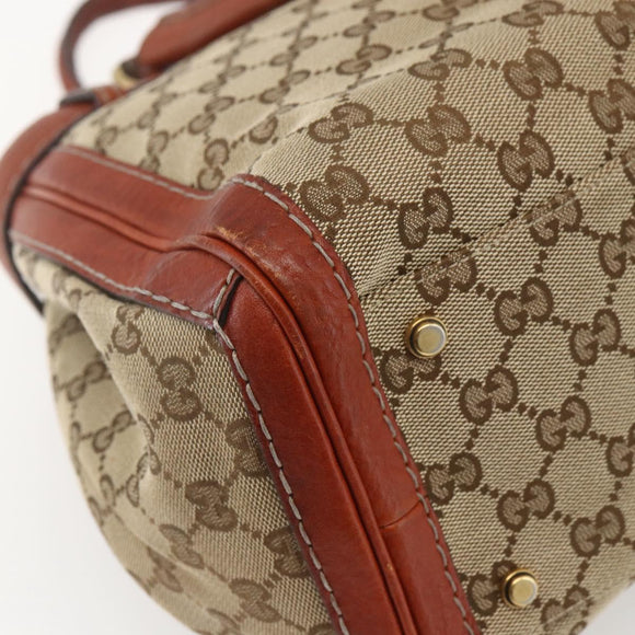 GUCCI GG Canvas Hand Bag Beige Gold 247183 Auth mr1815