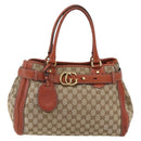 GUCCI GG Canvas Hand Bag Beige Gold 247183 Auth mr1815-13