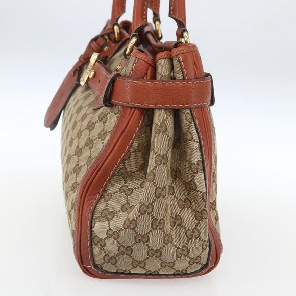 GUCCI GG Canvas Hand Bag Beige Gold 247183 Auth mr1815