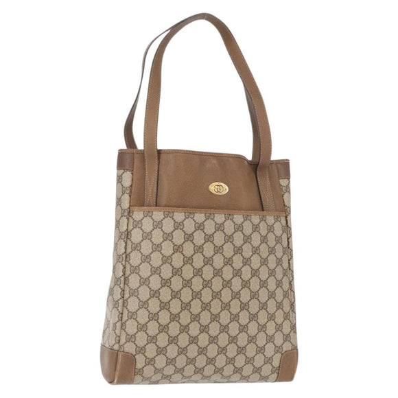GUCCI GG Supreme Tote Bag PVC Beige Gold 002 115 0035 Auth mr1816