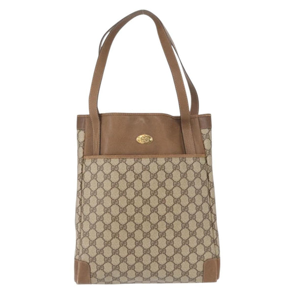 GUCCI GG Supreme Tote Bag PVC Beige Gold 002 115 0035 Auth mr1816