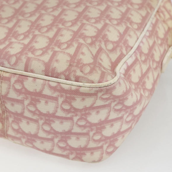 Christian Dior Trotter Canvas Shoulder Bag Pink Silver Auth mr1817