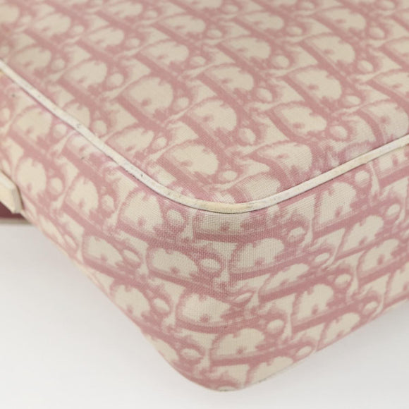 Christian Dior Trotter Canvas Shoulder Bag Pink Silver Auth mr1817