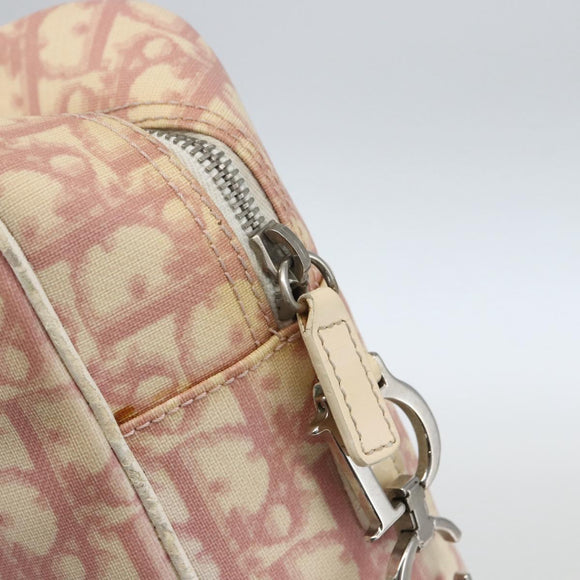 Christian Dior Trotter Canvas Shoulder Bag Pink Silver Auth mr1817