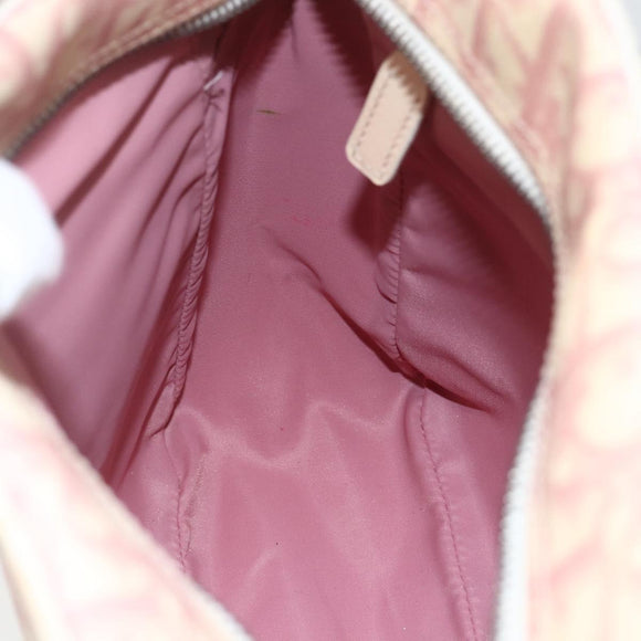 Christian Dior Trotter Canvas Shoulder Bag Pink Silver Auth mr1817