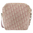 Christian Dior Trotter Canvas Shoulder Bag Pink Silver Auth mr1817-2