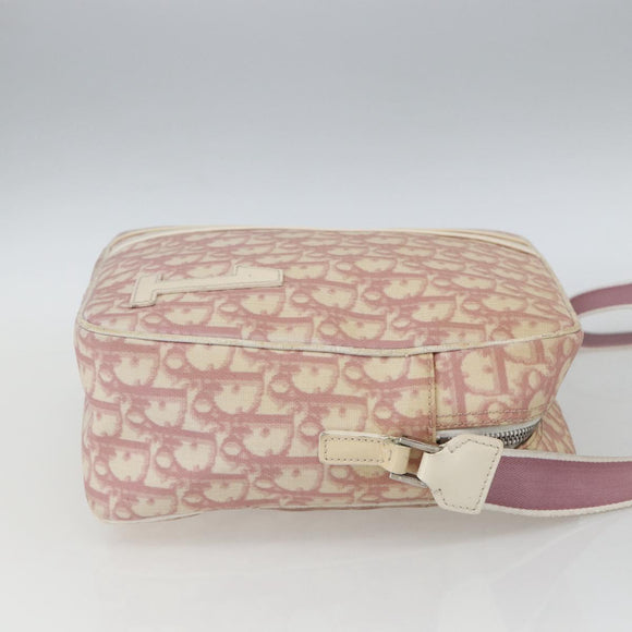 Christian Dior Trotter Canvas Shoulder Bag Pink Silver Auth mr1817