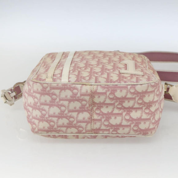 Christian Dior Trotter Canvas Shoulder Bag Pink Silver Auth mr1817