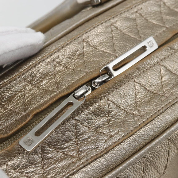 LOEWE Anagram Americana 28 Hand Bag Leather Gold Auth mr1819