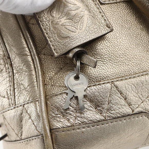 LOEWE Anagram Americana 28 Hand Bag Leather Gold Auth mr1819