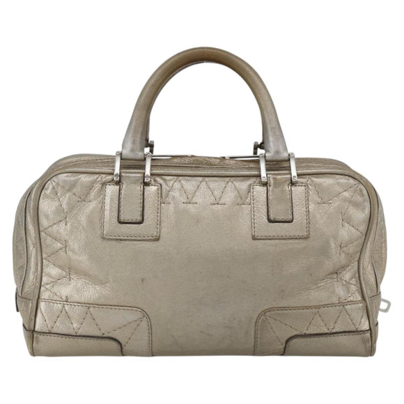 LOEWE Anagram Americana 28 Hand Bag Leather Gold Auth mr1819