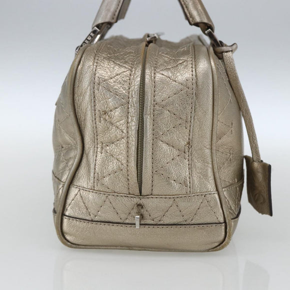 LOEWE Anagram Americana 28 Hand Bag Leather Gold Auth mr1819