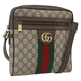 GUCCI GG Supreme Web Sherry Line Shoulder Bag PVC Beige Gold 547926 Auth mr1824