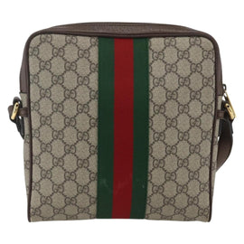 GUCCI GG Supreme Web Sherry Line Shoulder Bag PVC Beige Gold 547926 Auth mr1824 - 0