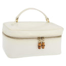 GUCCI Vanity Cosmetic Pouch Leather White Gold 032 1956 0150 Auth mr1827-1