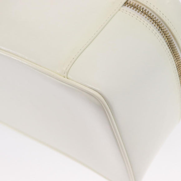 GUCCI Vanity Cosmetic Pouch Leather White Gold 032 1956 0150 Auth mr1827