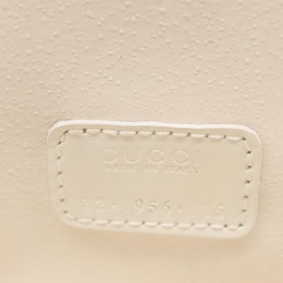 GUCCI Vanity Cosmetic Pouch Leather White Gold 032 1956 0150 Auth mr1827