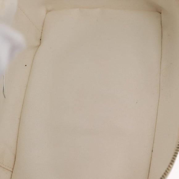 GUCCI Vanity Cosmetic Pouch Leather White Gold 032 1956 0150 Auth mr1827