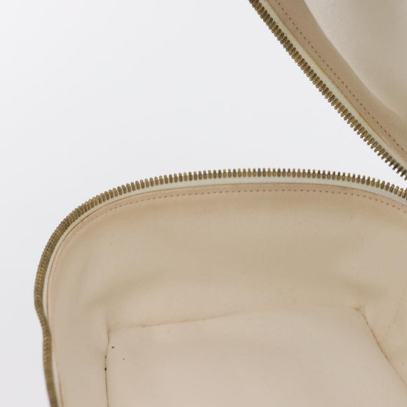 GUCCI Vanity Cosmetic Pouch Leather White Gold 032 1956 0150 Auth mr1827