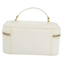 GUCCI Vanity Cosmetic Pouch Leather White Gold 032 1956 0150 Auth mr1827-3