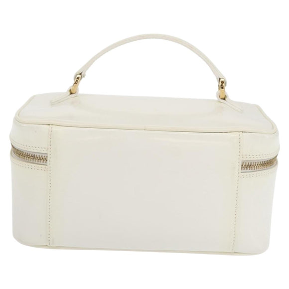 GUCCI Vanity Cosmetic Pouch Leather White Gold 032 1956 0150 Auth mr1827