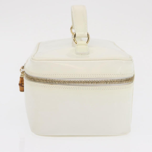 GUCCI Vanity Cosmetic Pouch Leather White Gold 032 1956 0150 Auth mr1827