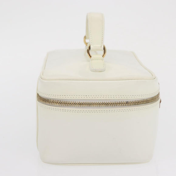 GUCCI Vanity Cosmetic Pouch Leather White Gold 032 1956 0150 Auth mr1827