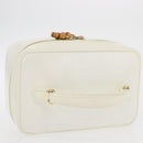 GUCCI Vanity Cosmetic Pouch Leather White Gold 032 1956 0150 Auth mr1827-6