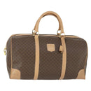CELINE Macadam Canvas Boston Bag PVC Leather Brown Gold Auth mr1830-1