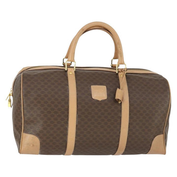 CELINE Macadam Canvas Boston Bag PVC Leather Brown Gold Auth mr1830