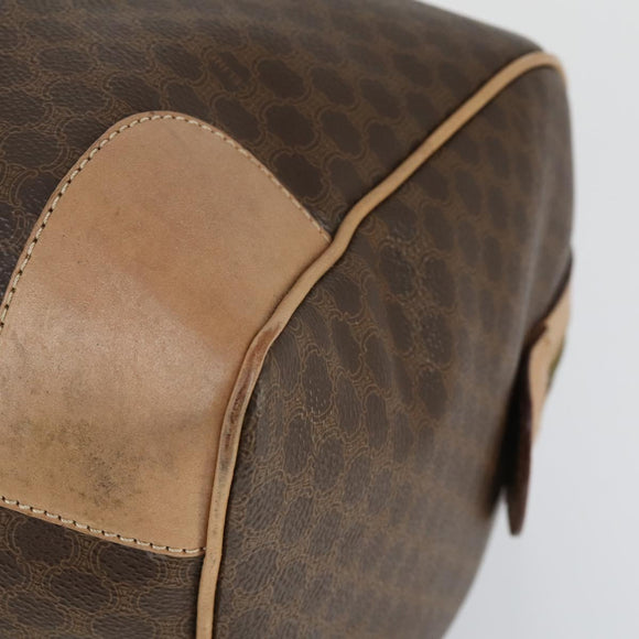 CELINE Macadam Canvas Boston Bag PVC Leather Brown Gold Auth mr1830