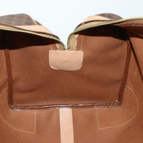 CELINE Macadam Canvas Boston Bag PVC Leather Brown Gold Auth mr1830